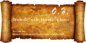 Ondrásik Honóriusz névjegykártya